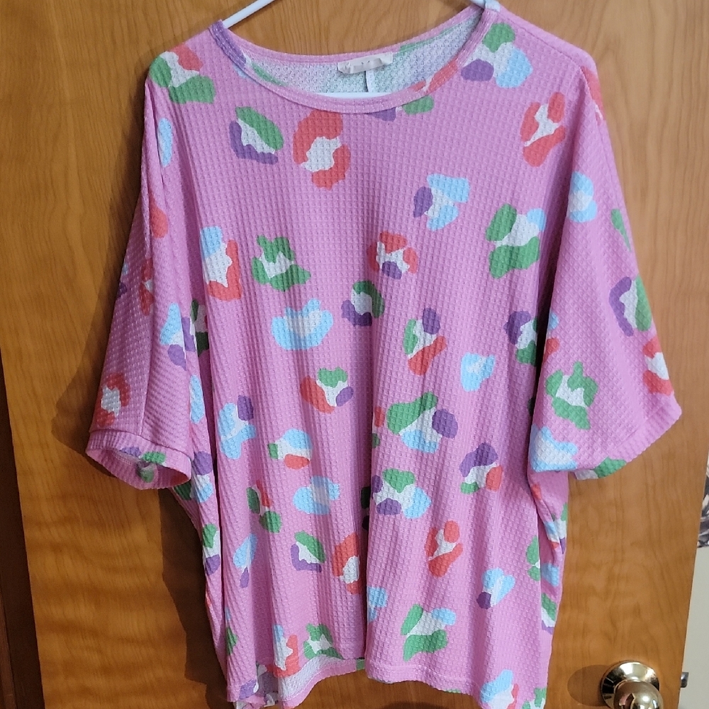 Colorful Patterned Short Sleeve Women's Top
